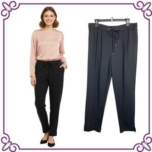 Laundry by Shelli Segal Black Ponte Knit Elastic Waist Pants Size Large